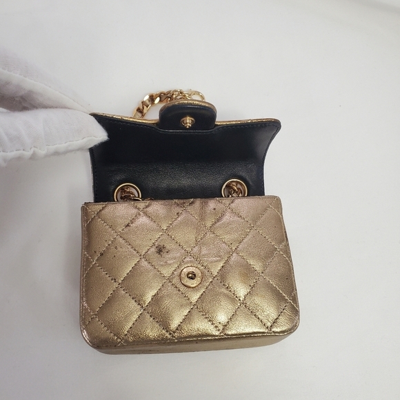 CHANEL Quilted Mini Flap Bag Charm Keychain Gold - Picture 9 of 13